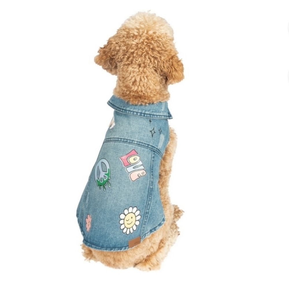 NWT! Justice BOHO Style Denim Dog Pet Jacket M